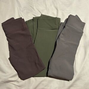 Set of Three Leggings - Purple, Green, and Gray